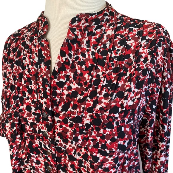 COCOMO 1X Red Black 3/4 sleeve Plus Size women's Pintuck Blouse tunic - Picture 6 of 14